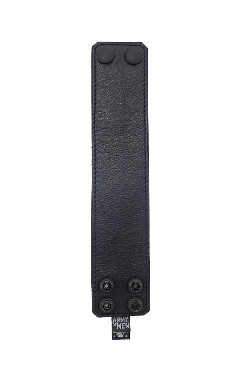 2" wide black leather wristband