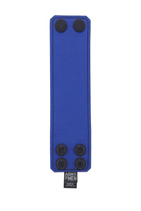 Blue leather 2" wide leather wristband flat