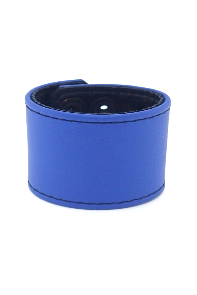 Blue leather 2" wide leather wristband