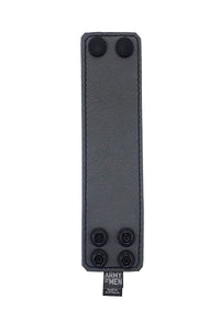 Grey leather 2" wide leather wristband flat