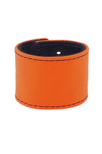 Orange leather 2" wide leather wristband
