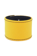 Yellow leather 2" wide leather wristband